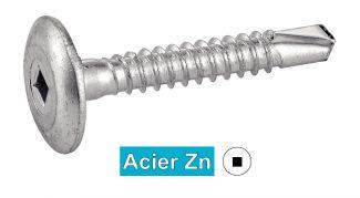 [33372] VIS AUTOPERCEUSES TETE CYLINDRIQUE CRANTEE EXTRA LARGE EMPREINTE CARREE - ACIER ZN
