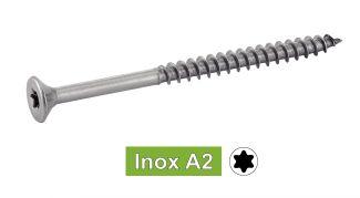 VIS POUR BOIS AGGLOMERE TETE FRAISEE TORX FILETAGE PARTIEL - INOX A2