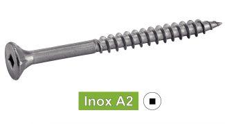 SQUARE COUNTERSUNK HEAD CHIPBOARD SCREWS WITH RIBS - STAINLESS STEEL A2