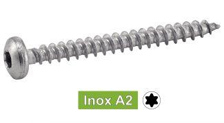 VIS POUR BOIS AGGLOMERE TETE CYLINDRIQUE TORX - INOX A2