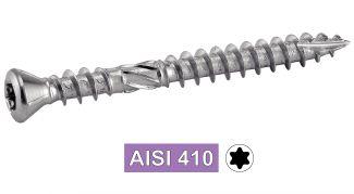 VIS POUR TERRASSE TETE FRAISEE BOMBEE TORX DOUBLE FILET - AISI 410