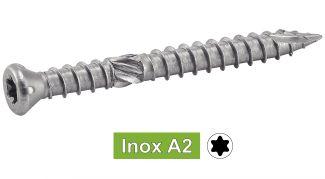 PARAFUSOS DE TERRAÇO COM CABEÇA ESCAREADA REDUZIDA, ROSCA DUPLA, TORX - AÇO INOXIDÁVEL A2