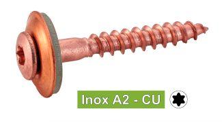 [DIN 7995] SENK-HOLZSCHRAUBE MIT SECHSKANTKOPF + EPDM-UNTERLEGSCHEIBE Ø 15 - EDELSTAHL A2-CU (UNI 8182)
