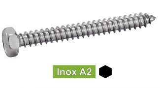 [DIN 7976] TORNILLOS ROSCA CHAPA CON CABEZA HEXAGONAL PUNTIAGUDA - ACERO INOXIDABLE A2 (SIMILAR ISO 1479, NFE25-662, UNI 6949)