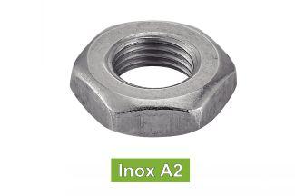 [DIN 439] ECROUS BAS HEXAGONAUX - FILETAGE METRIQUE PAS FIN - INOX A2 (SIMILAR ISO 4035, NFE25-405, UNI 5589)
