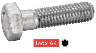 [DIN 931] VITI METALLICHE A TESTA ESAGONALE FILETTATURA PARZIALE - ACCIAIO INOX A4 (SIMILE ISO 4014, NFE25-112, UNI 5737)