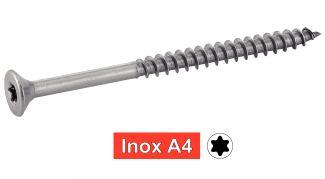 VIS POUR BOIS AGGLOMERE TETE FRAISEE TORX FILETAGE PARTIEL - INOX A4