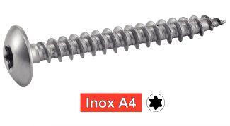 VIS DE PENTURES TETE CYLINDRIQUE LARGE TORX - INOX A4
