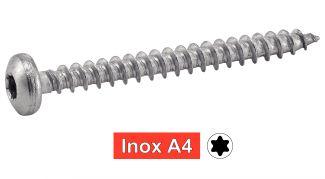 VIS POUR BOIS AGGLOMERE TETE CYLINDRIQUE TORX - INOX A4
