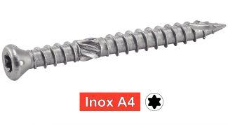 VIS POUR TERRASSE TETE FRAISEE REDUITE TORX DOUBLE FILET - INOX A4