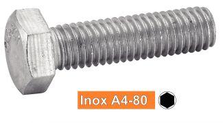 PARAFUSO METÁLICO CABEÇA SEXTAVADA ROSCA COMPLETA - AÇO INOX A4-80