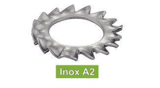 [DIN 6798 A] ARRUELAS -VENTILADOR- COM DENTES EXTERNOS AZ - AÇO INOXIDÁVEL A2 (NFE27-624, UNI 8842)