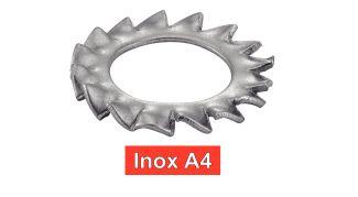 [DIN 6798 A] SERRATED EXTERNAL TEETH LOCK WASHERS - STAINLESS STEEL A4 (NFE27-624, UNI 8842)