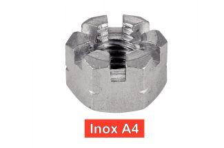 [DIN 935] ECROUS HEXAGONAUX A CRENEAUX - INOX A4 (SIMILAR ISO 7035, NFE27-414)